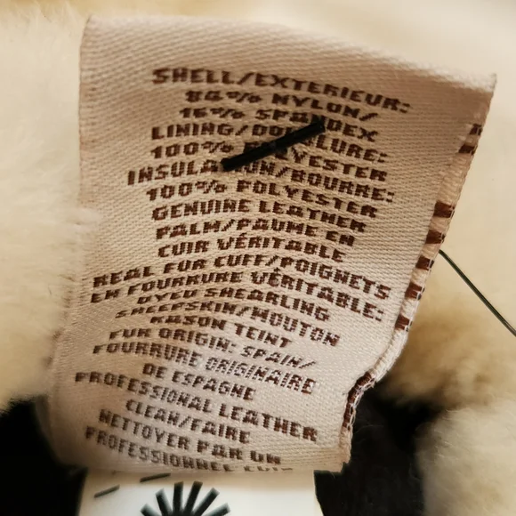 🎁UGG quilted women's white gloves with leather trim L/XL - Picture 4 of 13